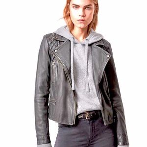 ~AllSaints Distressed Cargo Biker Jacket, Leather~